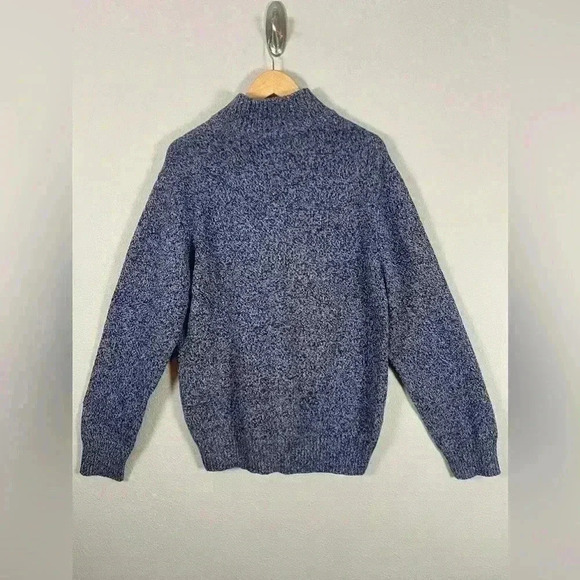 Eddie Bauer Marled Indigo 1/4 Zip Sweater 100% Cotton Men's Large NWT - Picture 7 of 13